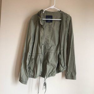 Army green spring jacket with waist tie, XL